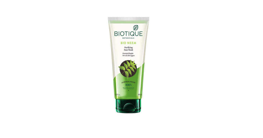 Biotique Neem Face Wash with neem and turmeric ingredients