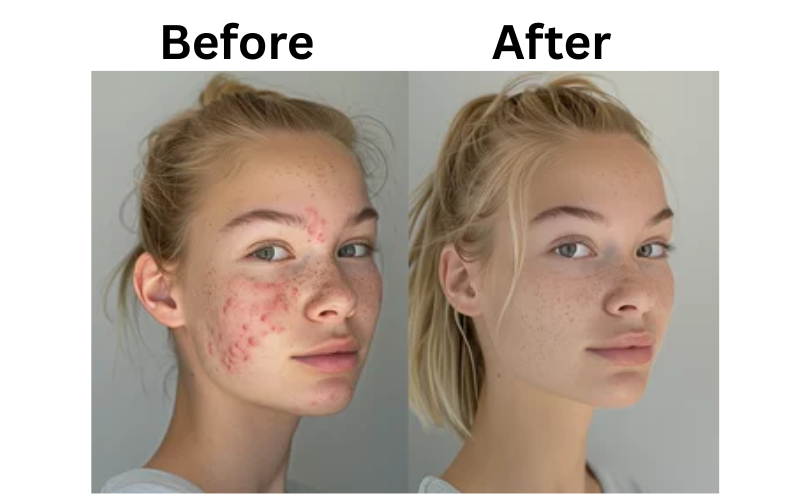 Before and after results using Biotique Neem Purifying Face Wash for oily and acne-prone skin