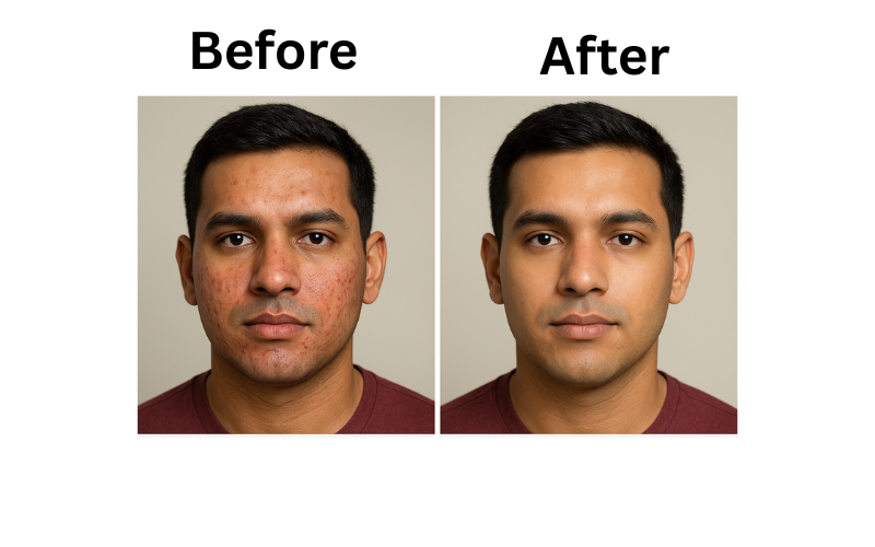 Before and after using Garnier Men Oil Clear Clay D-Tox Face Was