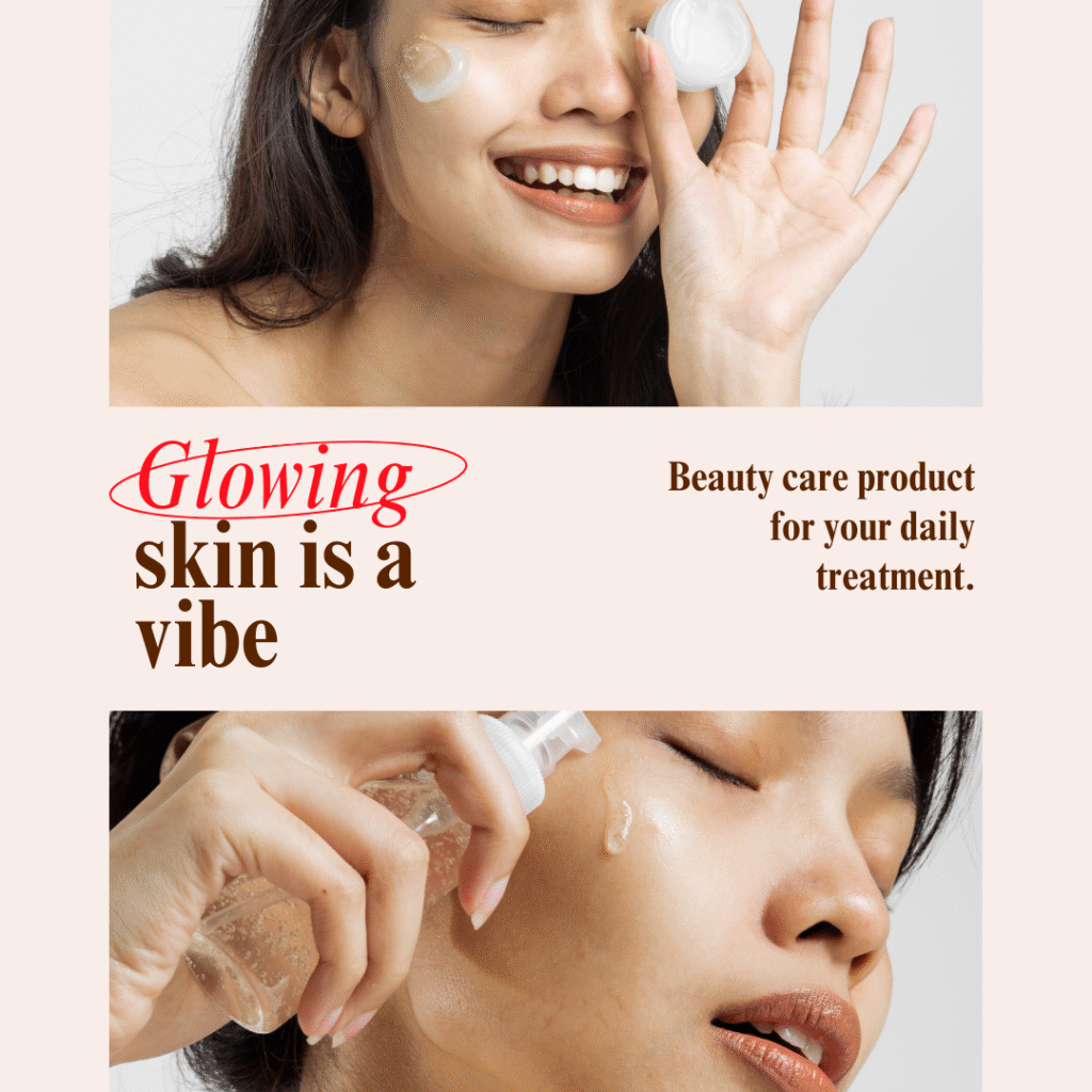 Glowing healthy skin care routine”